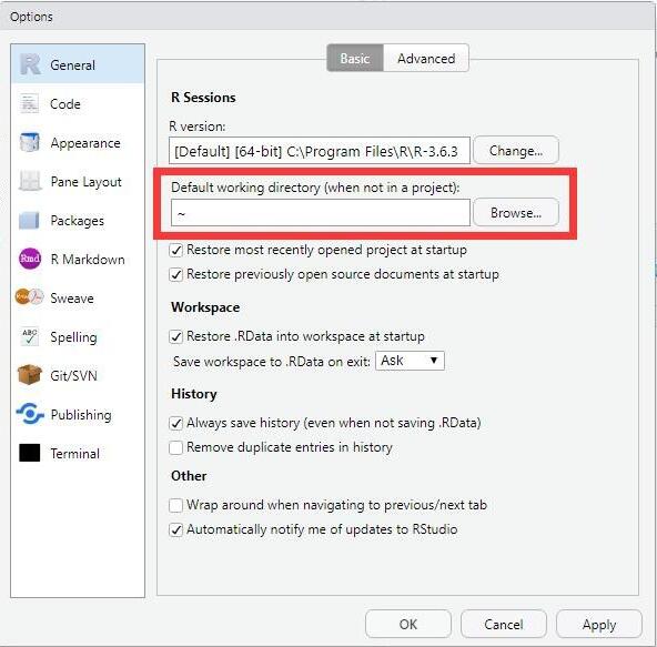 R語(yǔ)言RStudio如何設(shè)置默認(rèn)工作目錄