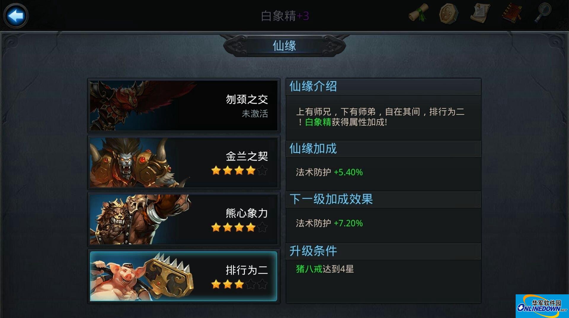 乱斗西游白象精仙缘英雄属性加成一览