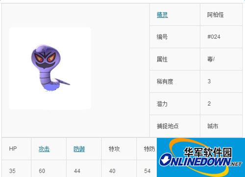 口袋妖怪Go阿柏怪怎么样？Pokemon go阿柏怪技能属性详解